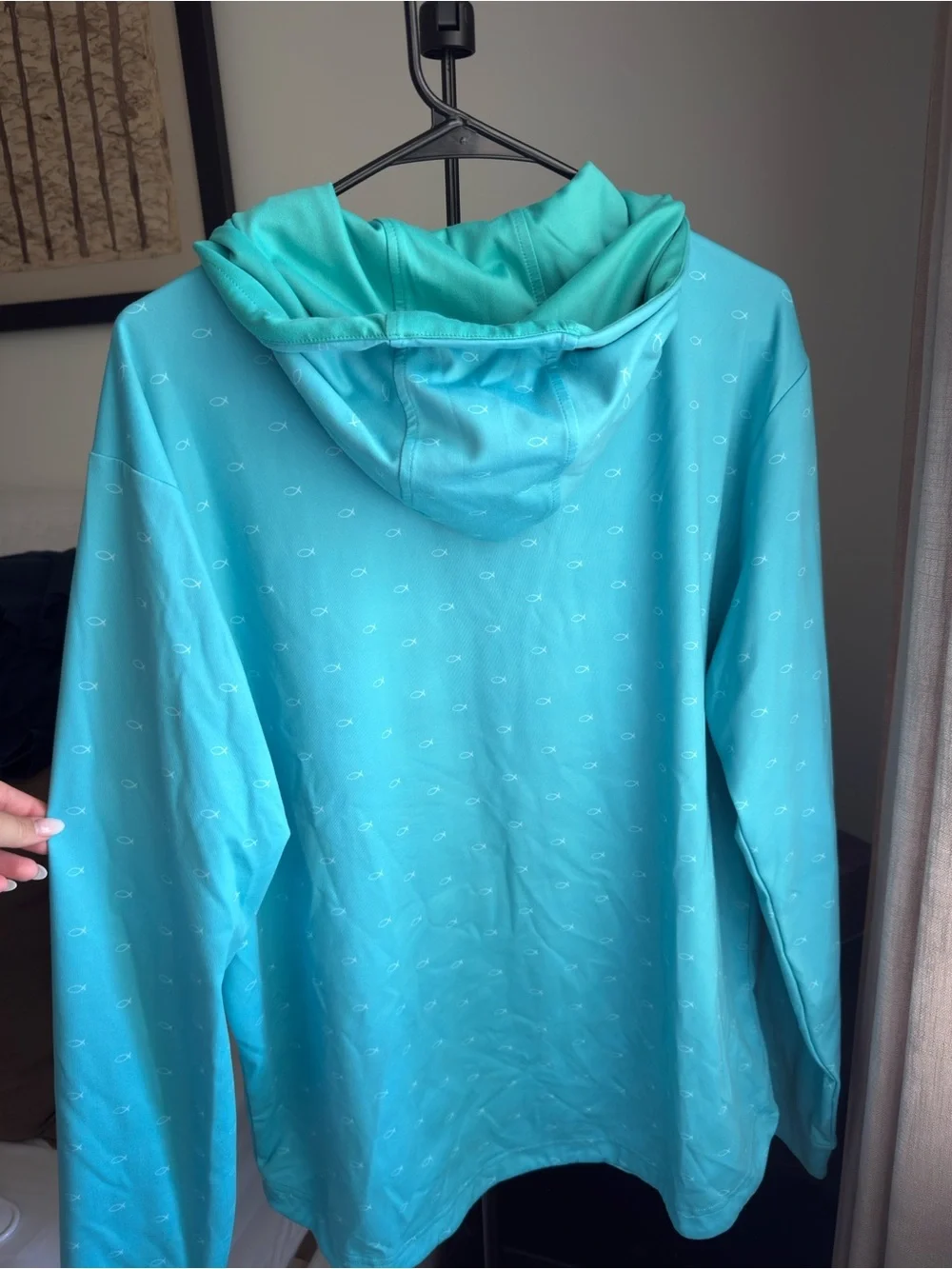 Primo Men's Hooded Swim Rash Guard - Aqua/Teal